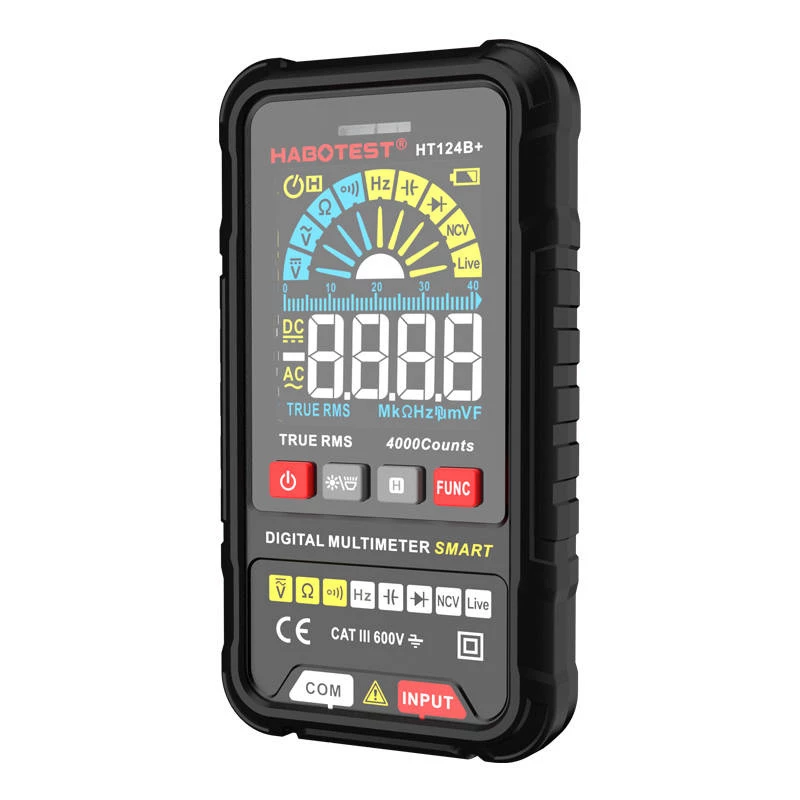 Multímetro digital Habotest HT124B+ — medición de tensión AC/DC y resistencia