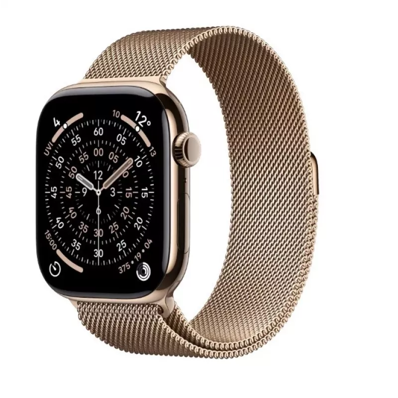 Apple Watch GPS + Cellular 46mm carcasa de titanio dorado correa Milanesa dorada S/M
