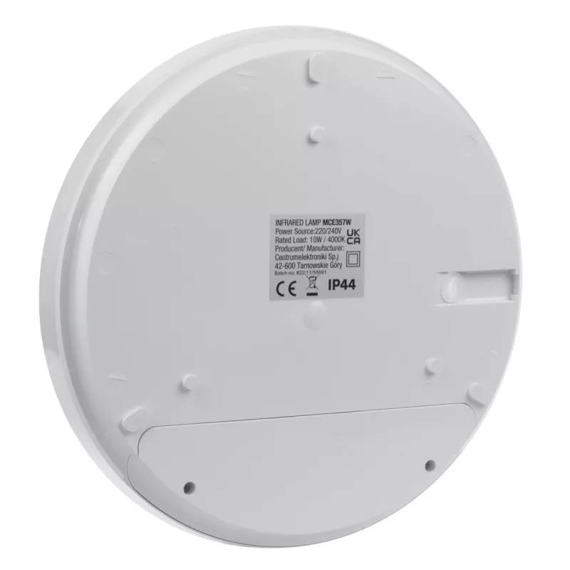 Lámpara LED de pared MACLEAN MCE357W con sensor de movimiento IR, blanca, para exterior e interior