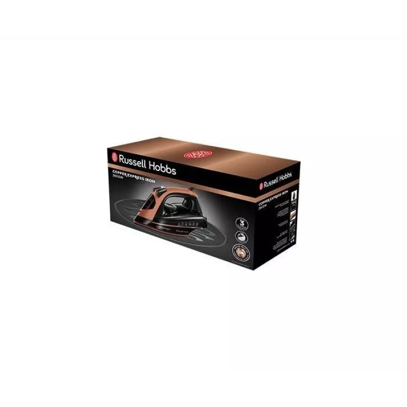 Plancha Russell Hobbs Copper Express con vapor y en seco 2600 W negra, cobre