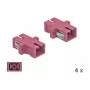 DeLOCK conector de fibra óptica SC conector hembra-conector hembra DELOCK 85995, violeta, pack de 4