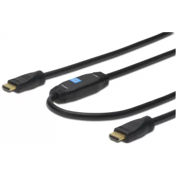 Cable de conexión Assmann HDMI High Speed Type-A con amplificador M/M 40,0 m anteriormente HDMI 1.3 UL azul dorado (AK-330105-400-S)