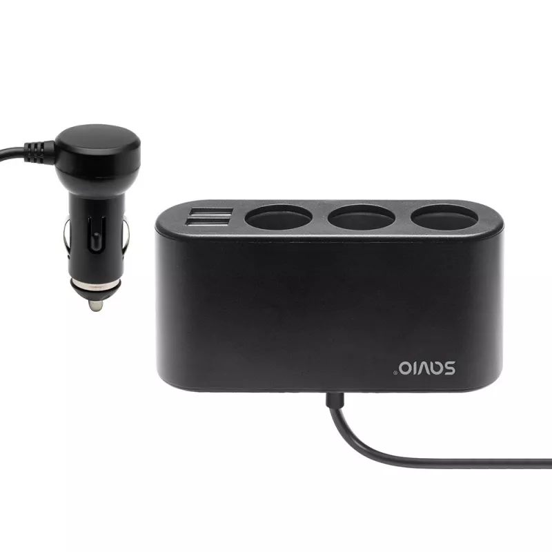 Cargador USB para coche SAVIO SA-024 — cargador universal para dispositivos móviles, entrada 12–24 V, salida 5 V, negro, mechero de cigarrillos