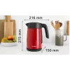 Hervidor eléctrico Bosch TWK7L464 – capacidad 1,7 L, 2400 W, rojo, carcasa de plástico