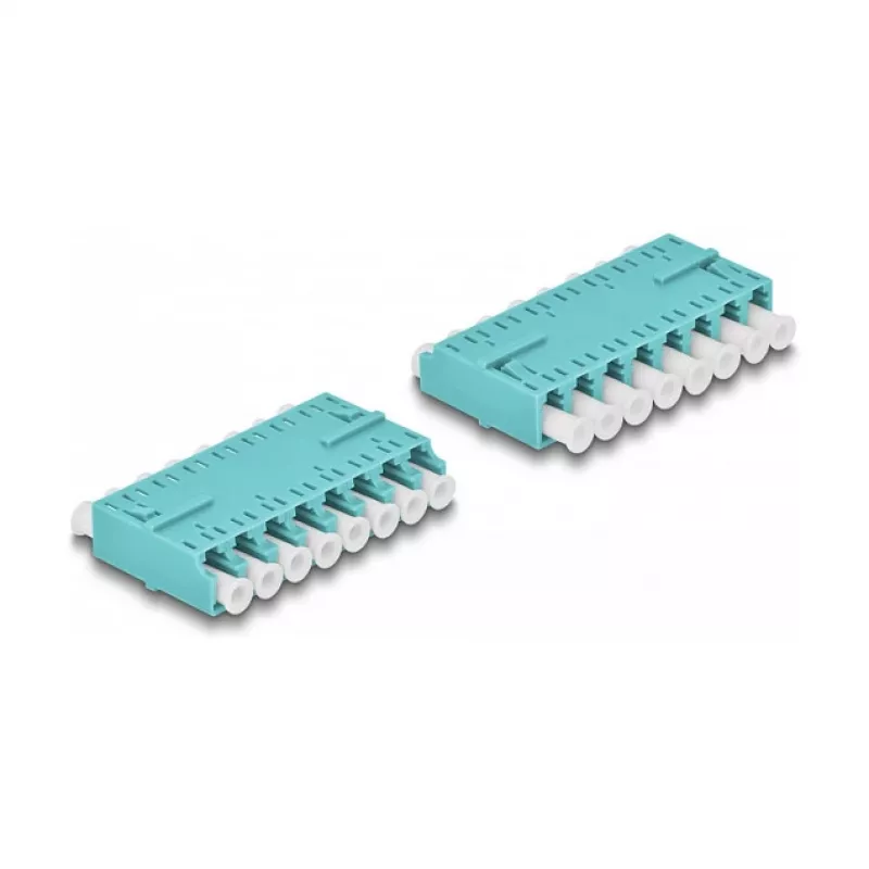 Acoplador de fibra óptica HD LC octuplex hembra a LC octuplex hembra aqua DeLOCK