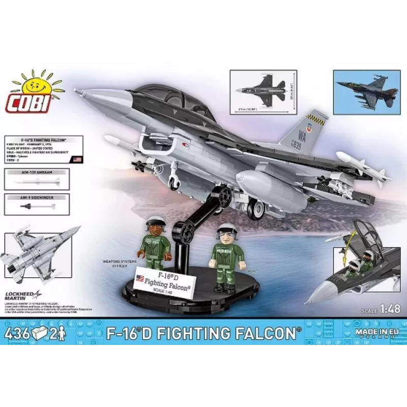 Set de construcción Cobi F-16D Fighting Falcon, 436 piezas, escala no especificada