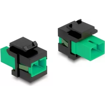 Módulo Keystone DELOCK 87121 — adaptador SC, diseño plano, verde/negro, 16,5 × 27,4 × 21,9 mm