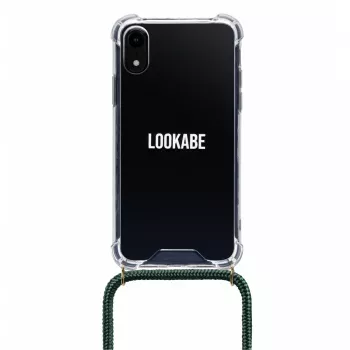 Collar para teléfono Lookabe loo014 para iPhone XR – funda protectora dorada y verde con correa