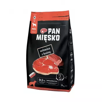 Pienso seco para perros Pan Miesko ternera con cabra Adult Crunchy M — 9 kg, 30 % proteína, 20 % grasa, sin gluten