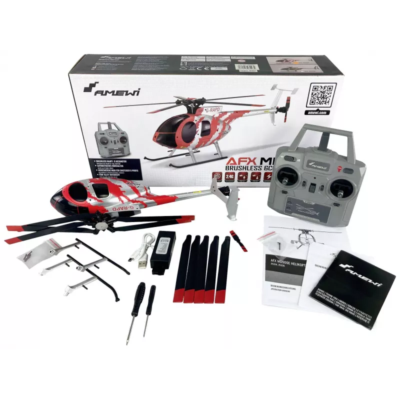 Amewi 25334 AFX MD500E Helicóptero RC civil, RtF, brushless, 4 canales, 325 mm