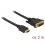 DeLOCK - cable de vídeo - HDMI / DVI - DVI-D (M) a HDMI (M) - 2,0 m - triple aislamiento - negro - tornillos moleteados (85654)