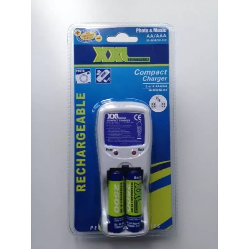 Cargador de baterías 2 o 4 AAA/AA con 2x AA incluidas