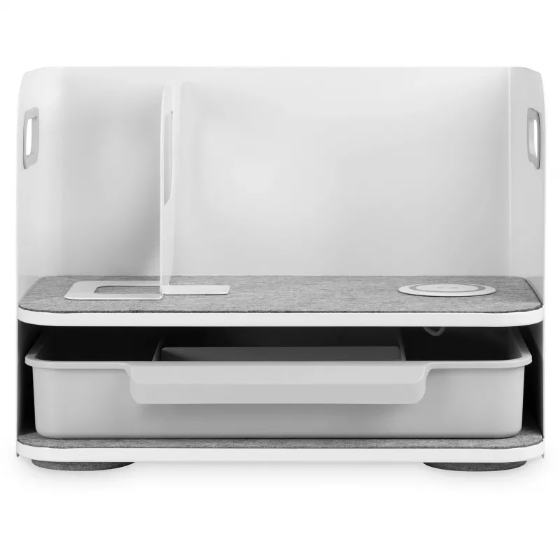 Organizador de escritorio Digitus con cargador Qi acero gris blanco 1 cajón