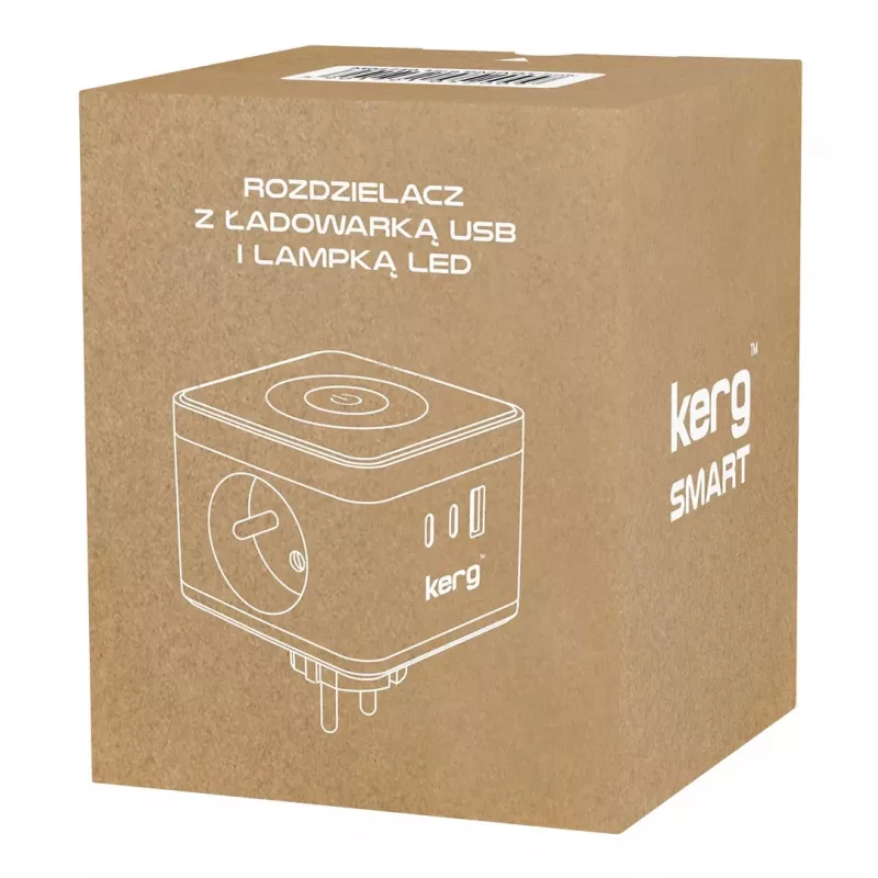 Regleta de enchufes Kerg M02730 — 2 tomas tipo F, 3 puertos USB (USB-A + USB-C), 16 A 250 V~, cable 1,5 m, blanco