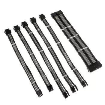 Set de extensión de cables Kolink Core Adept — funda de PET trenzada, conductor de cobre, longitudes 300–350 mm, set de 6 piezas