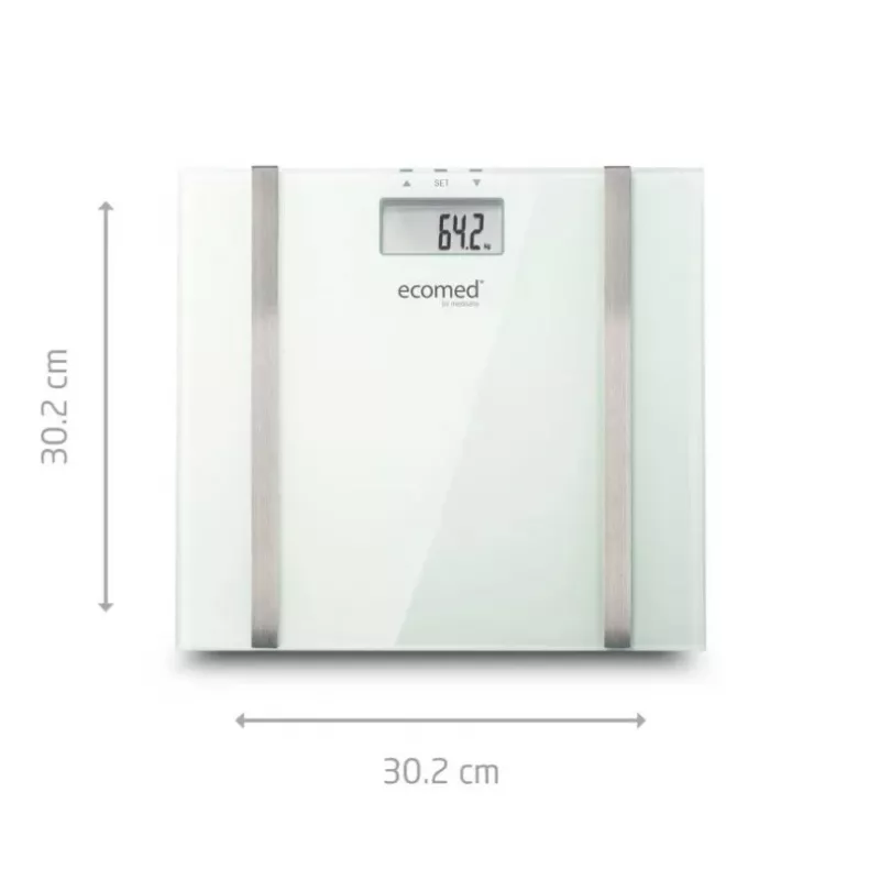 Báscula de baño electrónica Ecomed BS-70E, rectangular, blanca