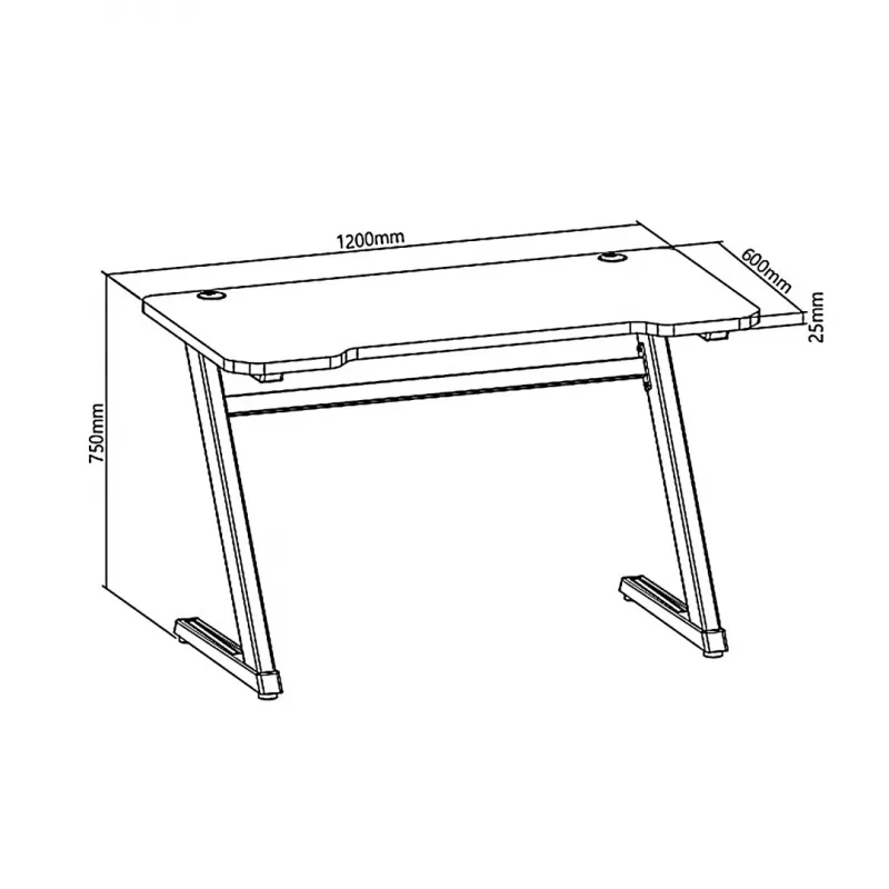 Mesa de ordenador gaming NanoRS RS120, diseño moderno, ligera y estable (carga máx. 50 kg), negro y naranja