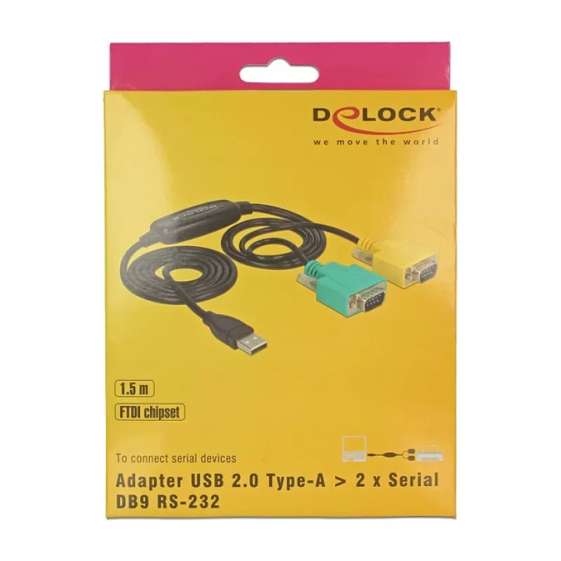 Cable serie DeLOCK 63466 USB Type-A DB-9 1,5 m negro verde amarillo