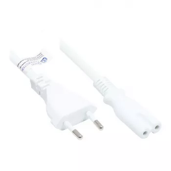 Cable de alimentación euro con conector euro tipo C (recto) a conector hembra C7/Euro 8 (recto), blanco, 0,75 mm², 1,5 m, Good Connections® (P0370-W015)