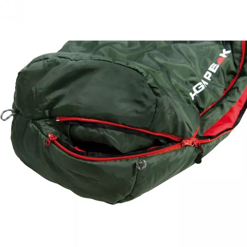 Saco de dormir momia negro Arrow ECO (verde oscuro/rojo)