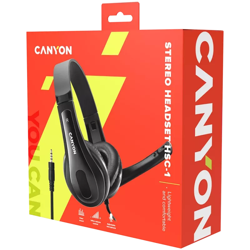 Auriculares para PC CANYON HSC-1 PC Mic Flat 2m negros