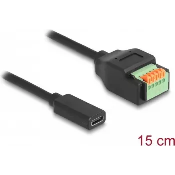 Cable USB 2.0 DeLOCK conector hembra USB Type-C a adaptador de regleta de bornes 15 cm