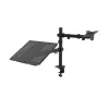 Akyga AK-MB-04 Soporte de sobremesa para monitor con bandeja para portátil, 15-32 inch, 2x 10 kg, VESA 75x75 / 100x100, negro