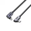 Cable USB-C Unitek C14147ABK01-1M, 1 m, conectores acodados 90°, USB PD 3.0 100W, datos 480 Mbit/s, negro