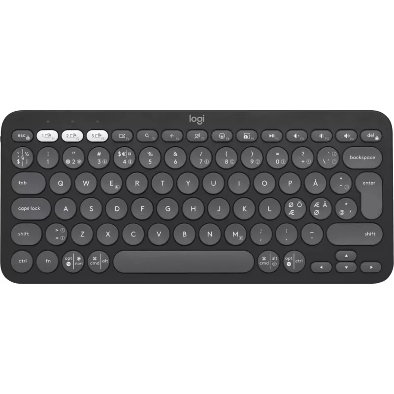 Logitech Pebble Keys 2 K380s – Teclado – inalámbrico – Bluetooth LE – QWERTY – Nórdico (danés/finés/noruego/sueco) – Tonal Graphite (920-011879)