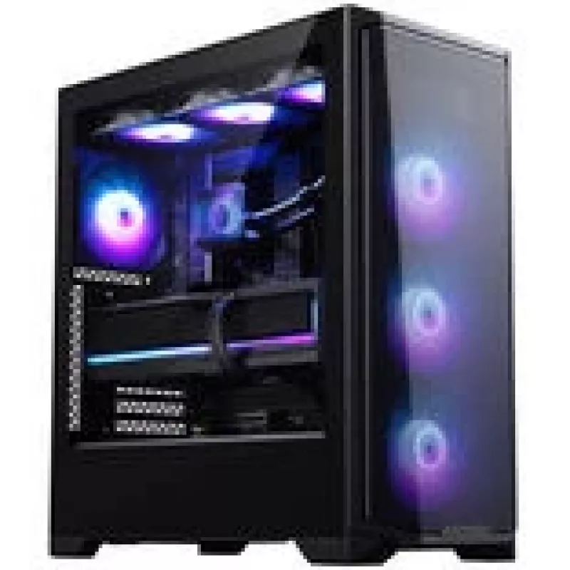 Caja de PC PHANTEKS Eclipse G370A, torre Midi, SSI-EEB, RGB, cristal templado - incluye 3 ventiladores de 120 mm, negra