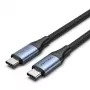 Cable Vention USB4 Gen 3x2 Type-C a Type-C 1 m, 5 A, aleación de aluminio, trenzado de algodón