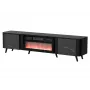 Mueble TV Cama Meble Volare 200 x 39 x 49 cm, negro/san sebastian con chimenea