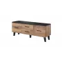 Cama Meble LOTTA 140 cm mueble de TV, roble Wotan + negro mate