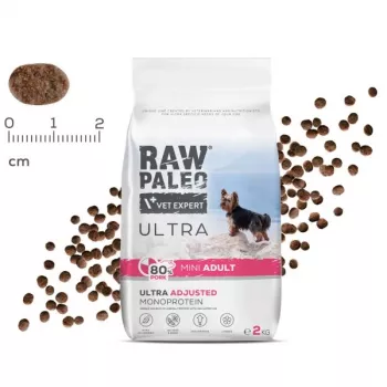 Comida seca para perros VETEXPERT RAW PALEO Ultra Pork Mini Adult 2 kg — perros adultos de razas pequeñas, cerdo, 31% proteína, 17,5% grasa