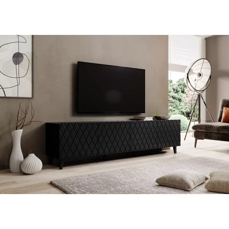 Mueble RTV ASTI 200x42x52 negro mate
