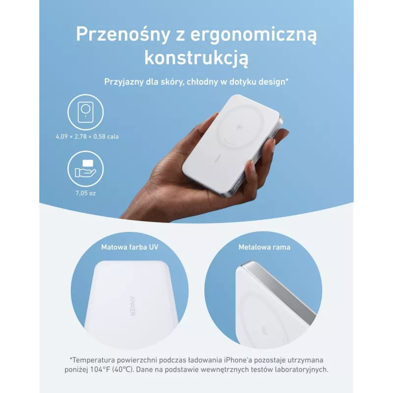 Batería externa Anker MagGo Power Bank 10K magnética inalámbrica Blanca, Blanca