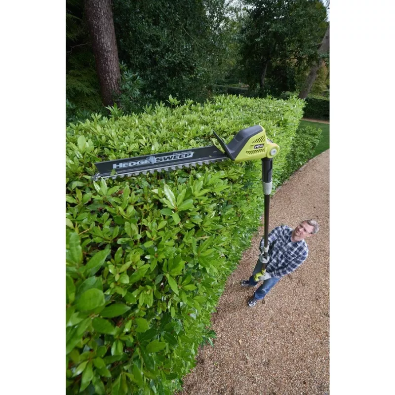 Ryobi ONE+ OPT1845 cortasetos telescópico a batería de 18 V, cuchilla doble de 45 cm, 1350 spm, sin batería