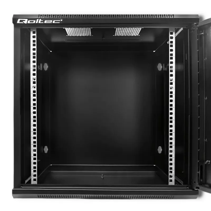 Qoltec 54488 Armario rack de pared de 19 pulgadas, 12U, 600 x 635 x 450 mm, puerta perforada