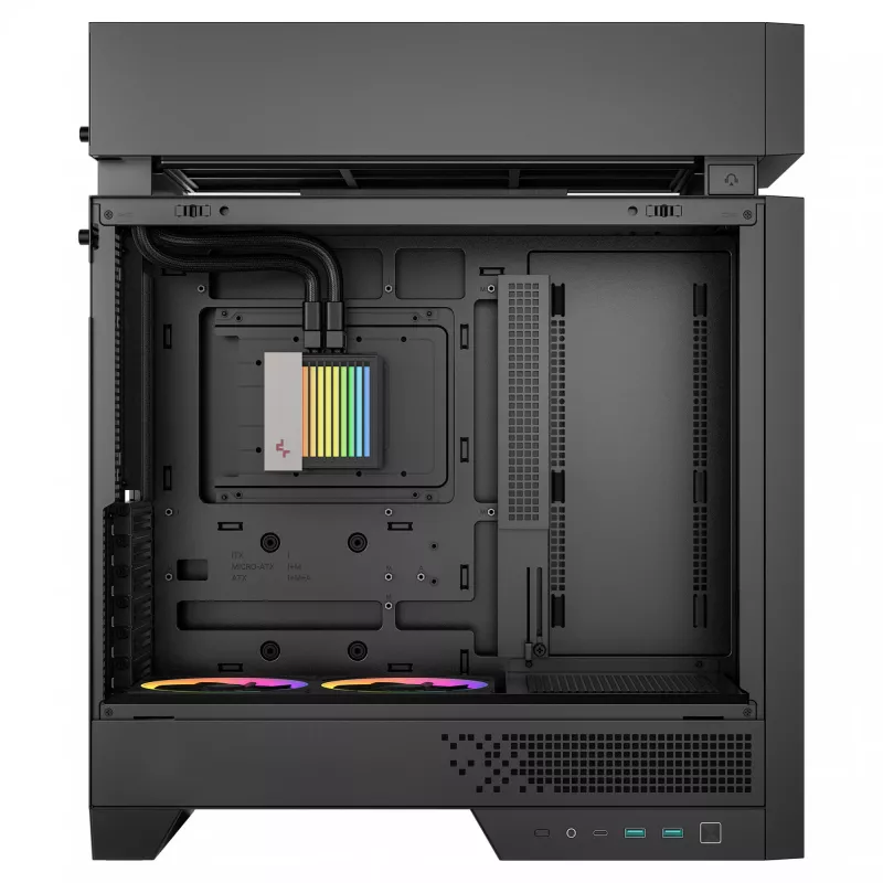 Caja de PC de sobremesa DeepCool CL6600 Negra — compatible con fuentes ATX/PS2/SFX/SFX-L, ventilador frontal de 140 mm, superior/trasero de 120/140 mm, unidades de 2,5/3,5