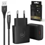 Extralink Smart Life set con cable USB-A a USB-C y cargador de 12 W, 2 m, negro