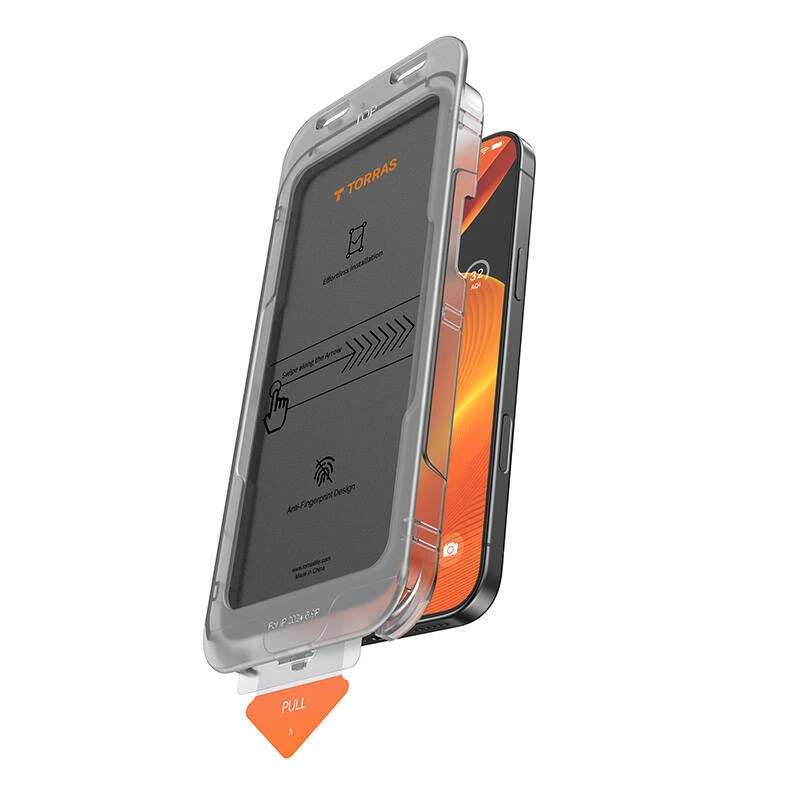 Protector de pantalla de cristal con filtro de privacidad Torras Install Master para iPhone 16 Plus (modelo X00FX1563)
