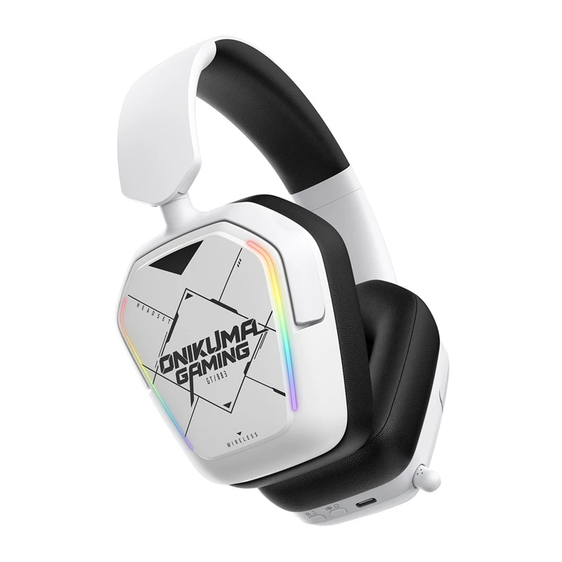 Auriculares con cable/inalámbricos Onikuma GT883 blanco — conexión Bluetooth y por cable, diseño over-ear