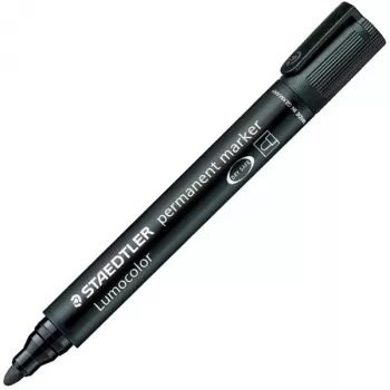 STAEDTLER Lumocolor Rotulador permanente 352, negro Grosor de trazo: aprox. 2,0 mm, punta redonda, resistente al agua (352-9)