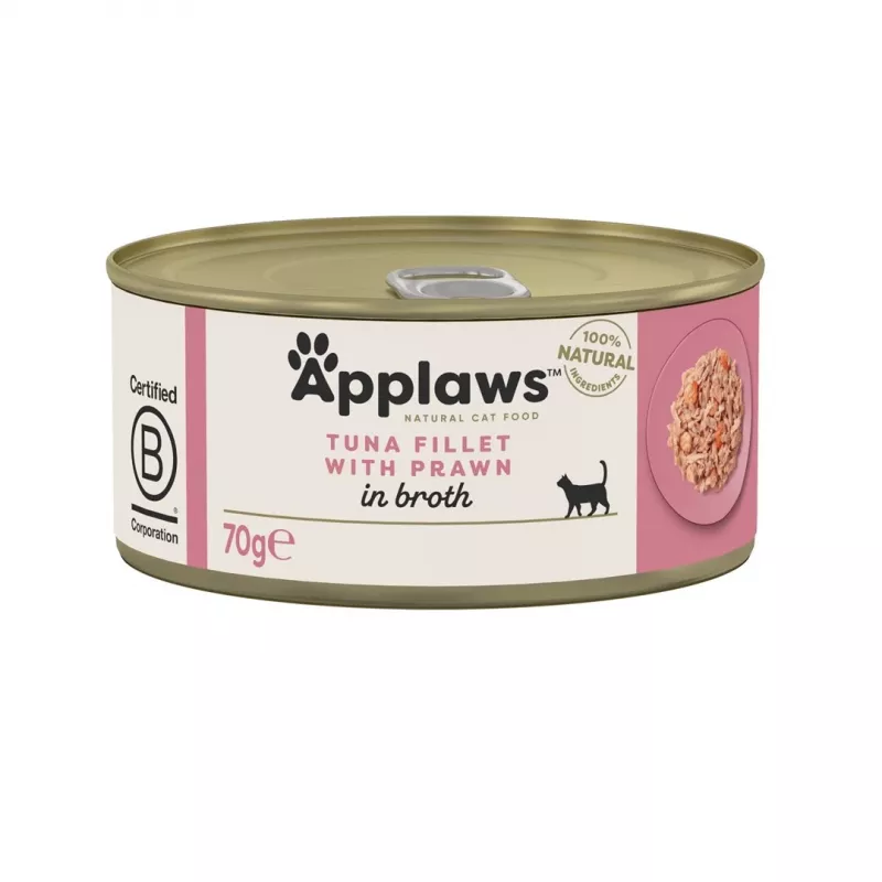 APPLAWS Filete de atún con gamba en caldo - Comida húmeda para gatos - 70 g