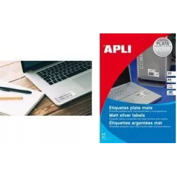 Etiquetas APLI SP-10066 Plata A4 Poliéster 4,57x2,12 cm 960 uds.
