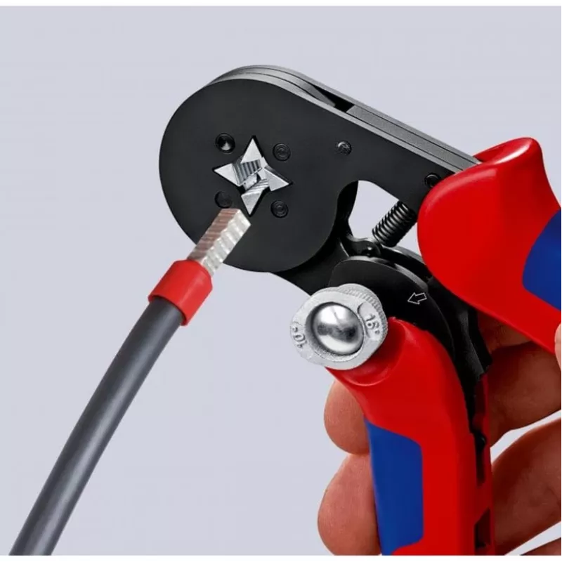 Alicate de crimpar autoajustable 97 53 04 SB (rojo/azul, para terminales de cable)