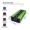 Qoltec Monolith Convertidor de tensión | Carga de batería | SAI | 2000W | 4000W | 12V a 230V | Onda senoidal pura | LCD negro-verde