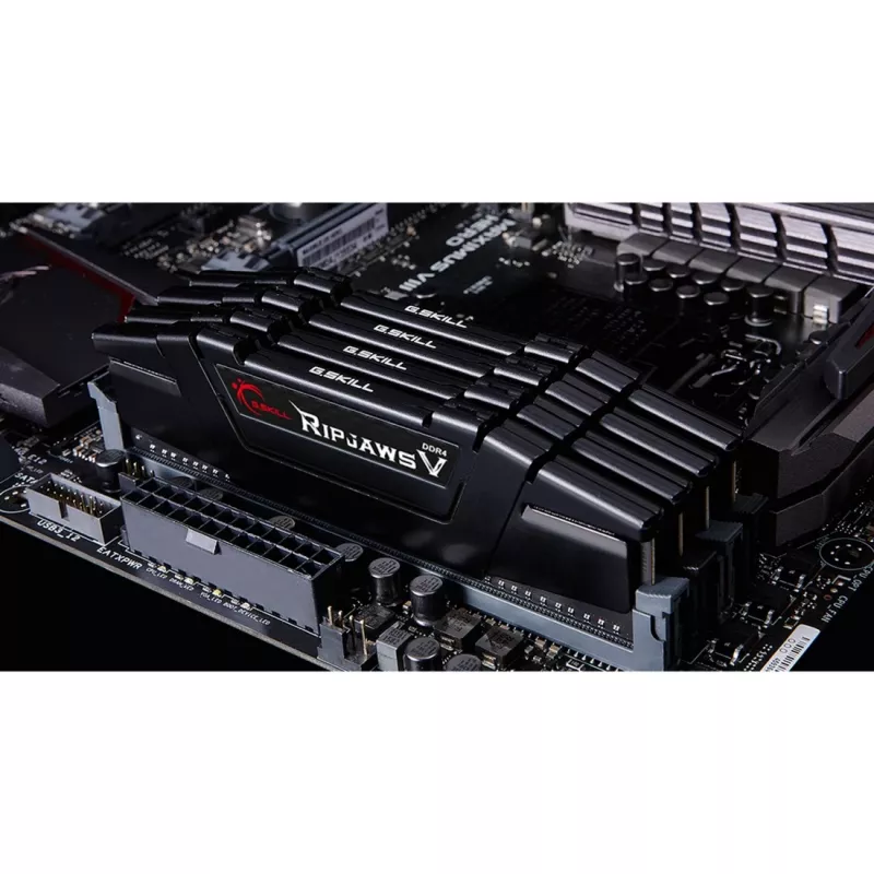 DIMM 64 GB DDR4-3600 (4x 16 GB) Quad-Kit, memoria RAM negra, F4-3600C16Q-64GVKC, Ripjaws V, INTEL XMP