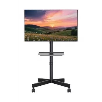 Soporte de suelo para TV Gembird con ruedas (inclinable) para 32–55 pulgadas, VESA 100x100–400x400, carga máx. 30 kg, negro