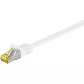 Cable de parcheo Wentronic Goobay Cat.7 de cable bruto, S/FTP (PiMF), blanco, 0,25 m - LSZH libre de halógenos, cobre, conector RJ45 (91089)
